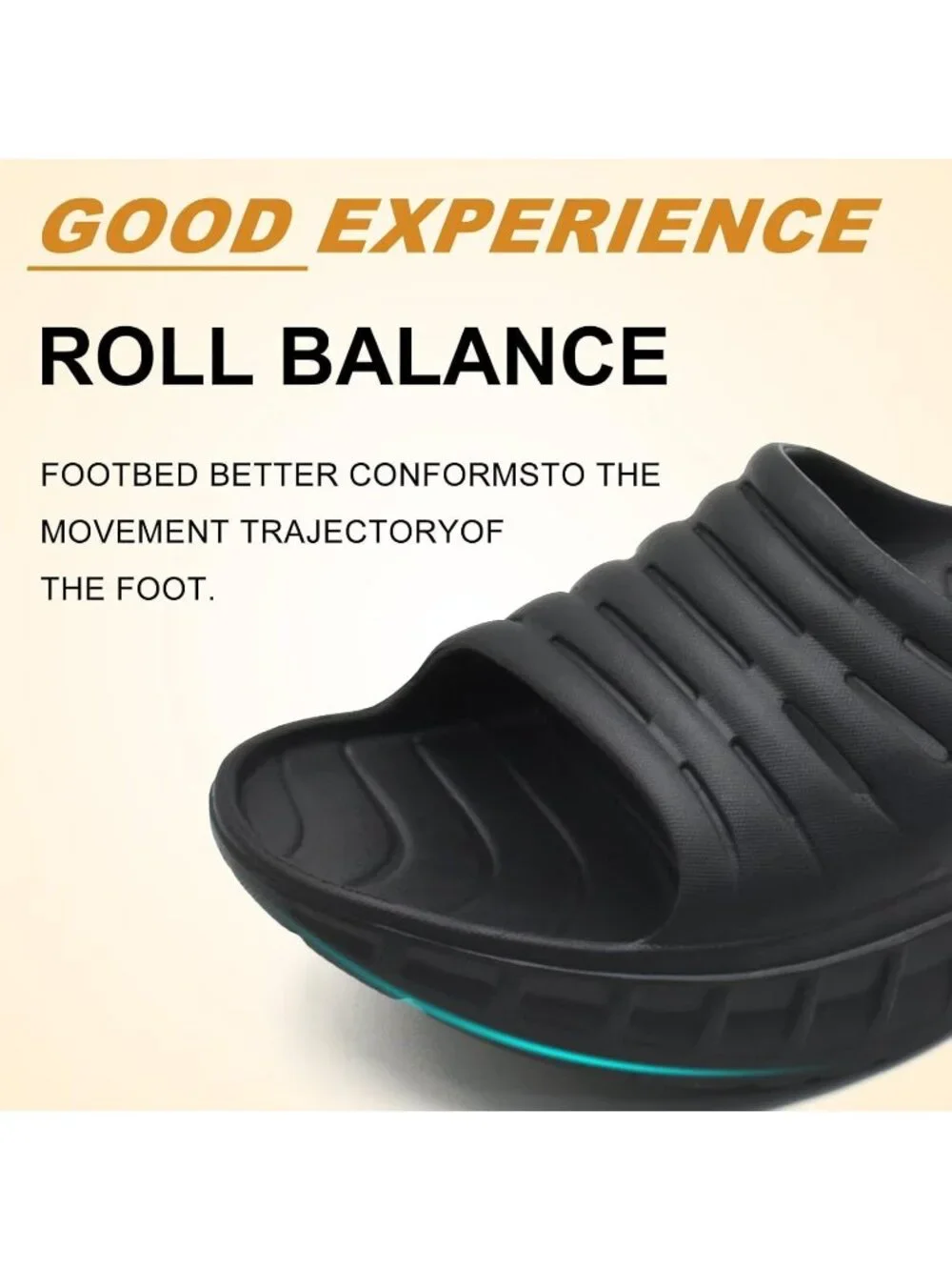 Men's Black Sandals Orthotic Arch Support Open Toe Sport Slides Thick Cushion